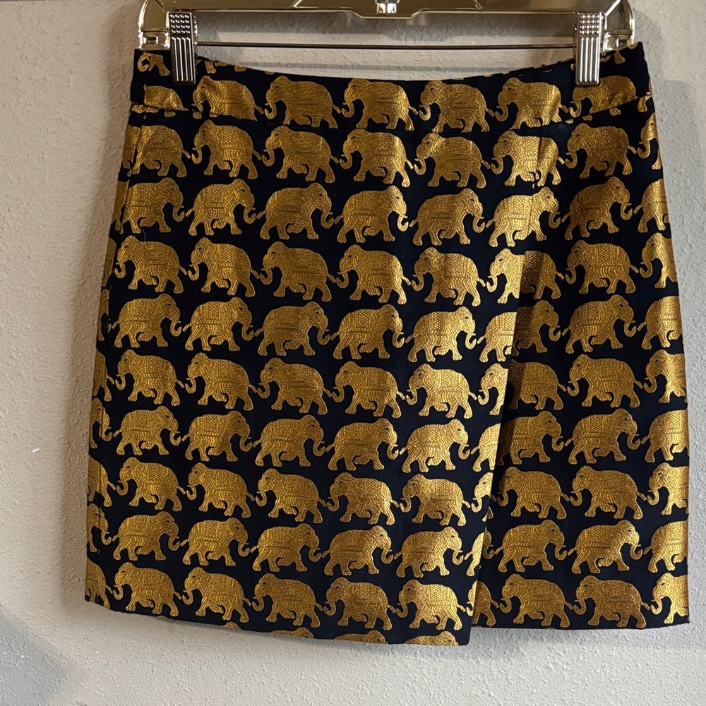 J. Crew Black and Gold Elephant Mini Skirt